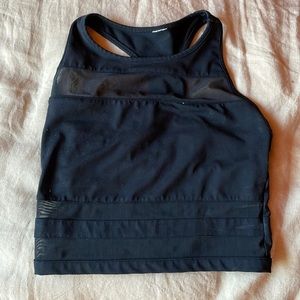 Black and mesh workout crop
